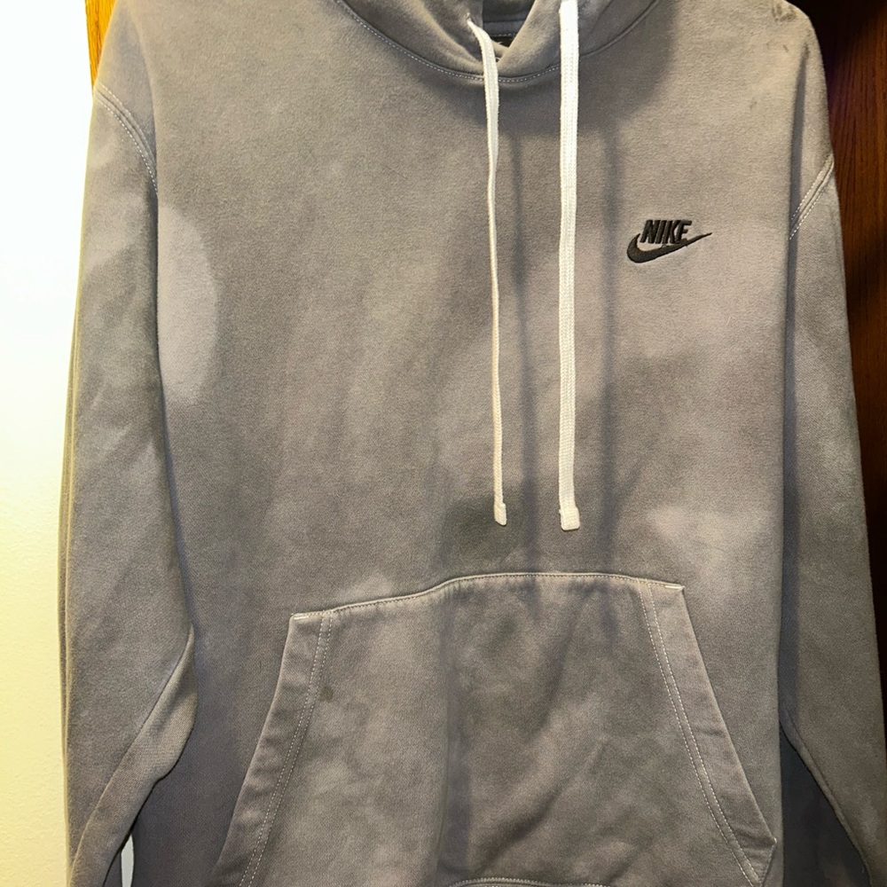 Nike Men's Charcoal tie dye hoodie with Black Emblem